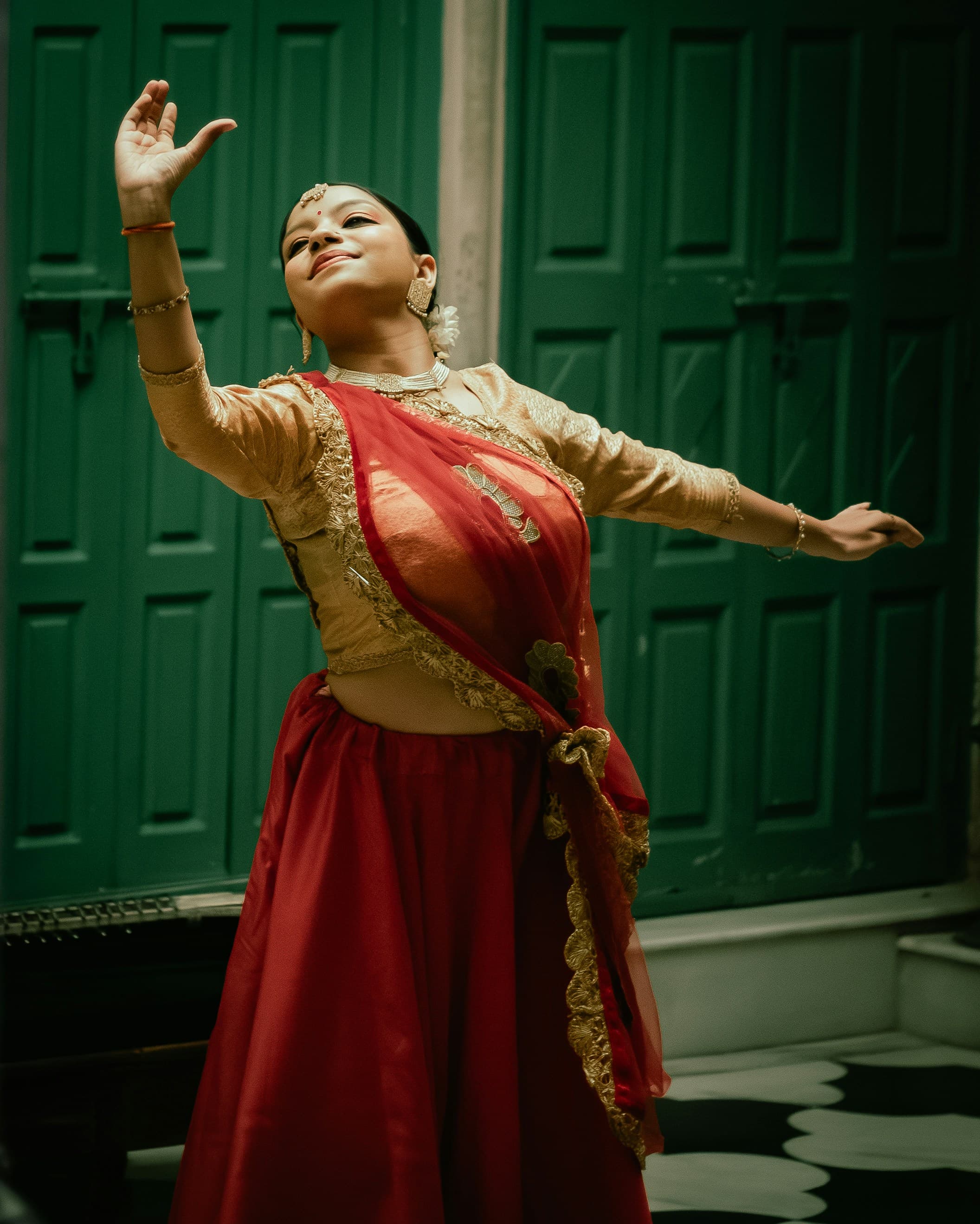 Traditional dance in red