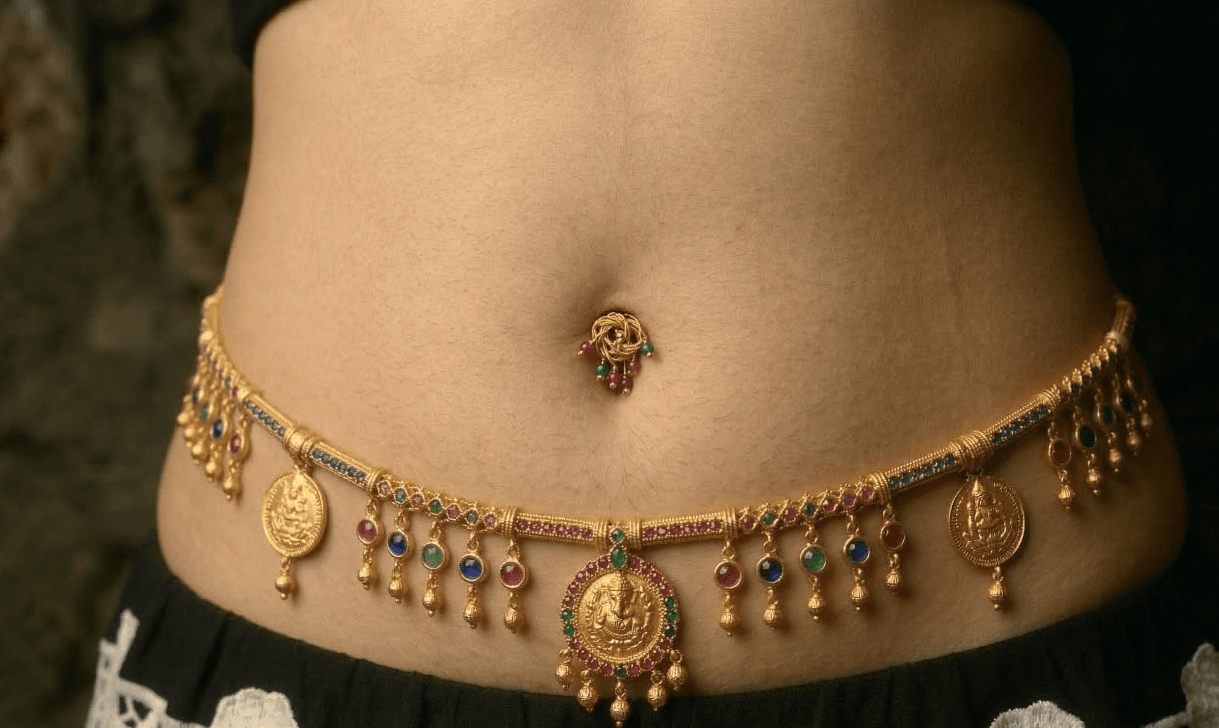 Ornate Bridal Kamarband with Navel Piece